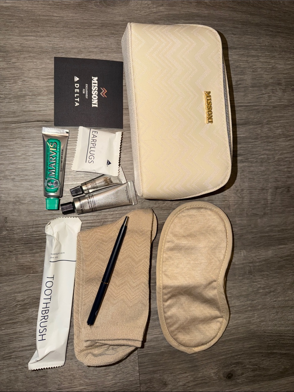 Missoni X Delta business class travel set